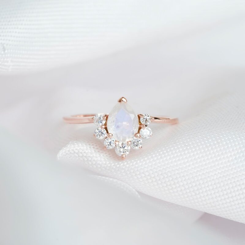 Pear Cut Moonstone Engagement Ring for Women