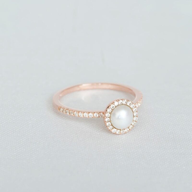 Round Pearl Engagement Ring for Women - Image 2