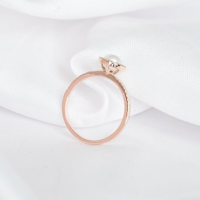 Round Pearl Engagement Ring for Women - Image 4