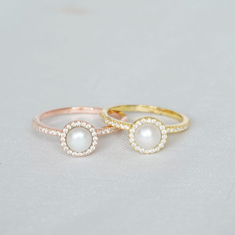 Round Pearl Engagement Ring for Women - Image 5