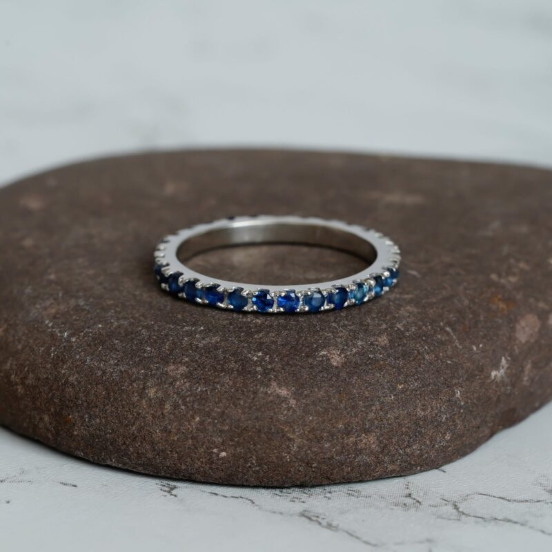 Blue Sapphire Wedding Band For Women - Image 3