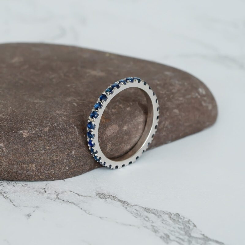 Blue Sapphire Wedding Band For Women - Image 4
