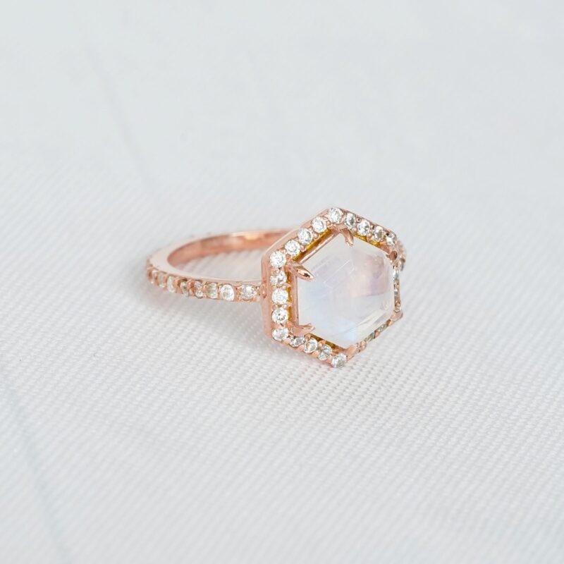 Hexagone Moonstone Ring for Women - Image 3