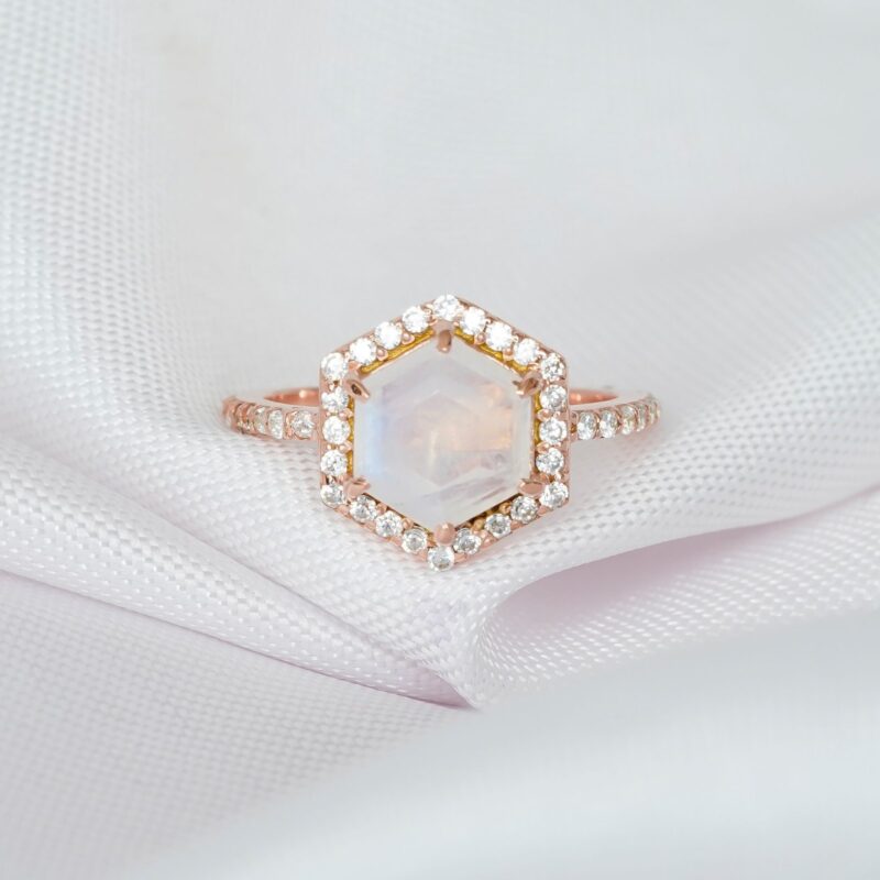 Hexagone Moonstone Ring for Women