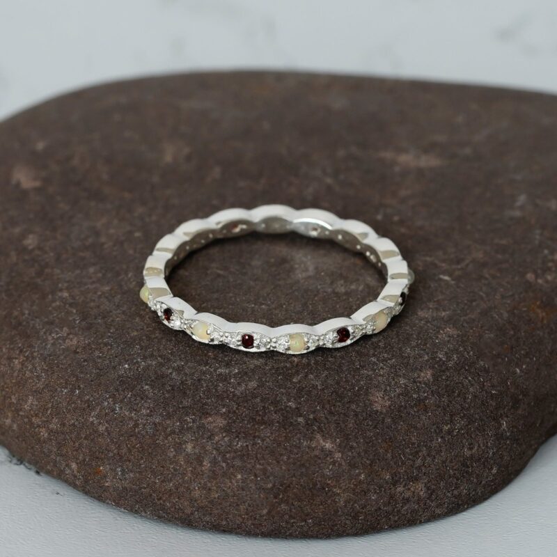 Opal & Ruby Wedding Band For Women