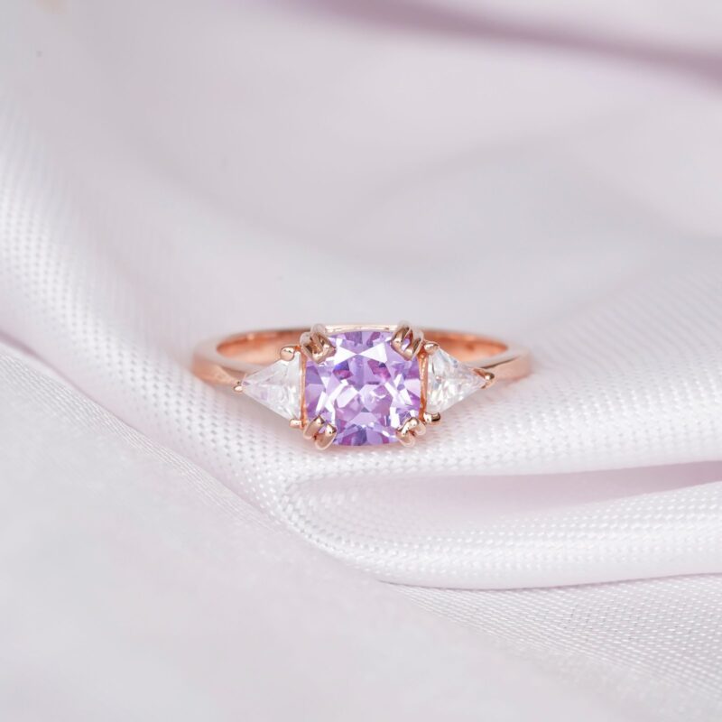 Cushion Cut Amethyst Ring for Women