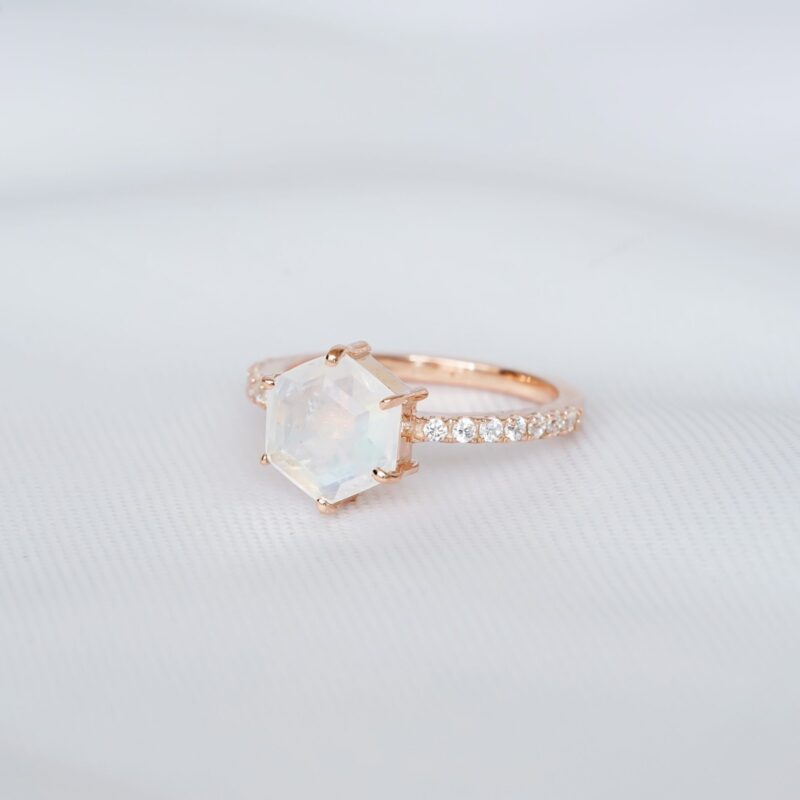 Hexagone Moonstone Ring for Women - Image 4