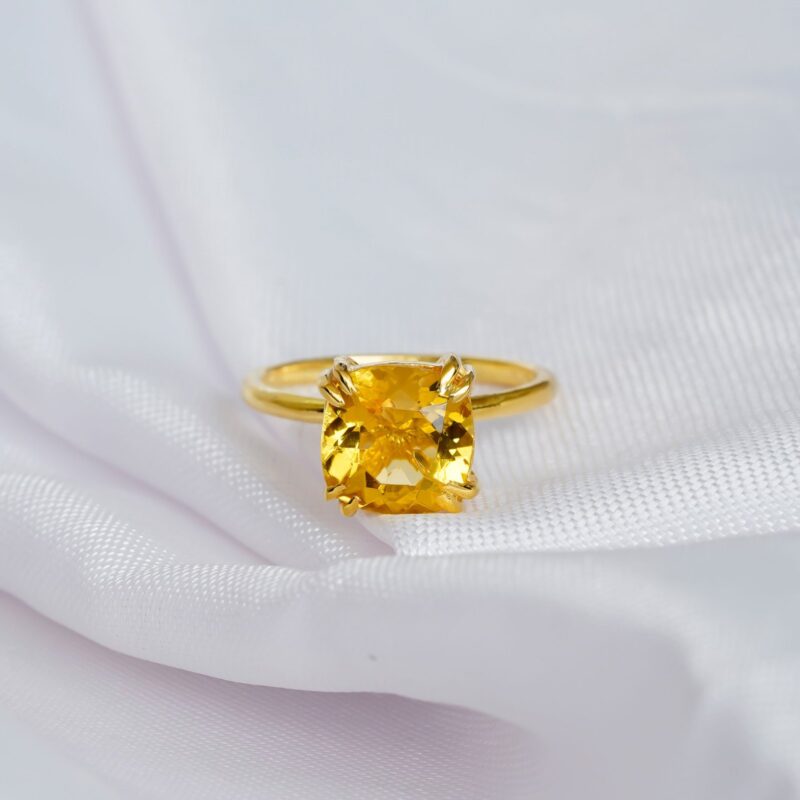Cushion Cut Citrine Ring for Women