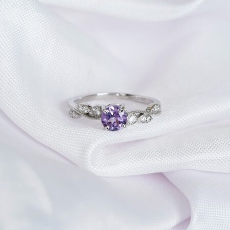 Round Amethyst Ring for Women