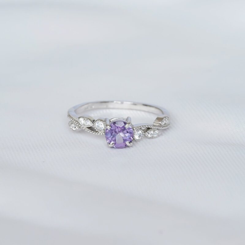 Round Amethyst Ring for Women - Image 3