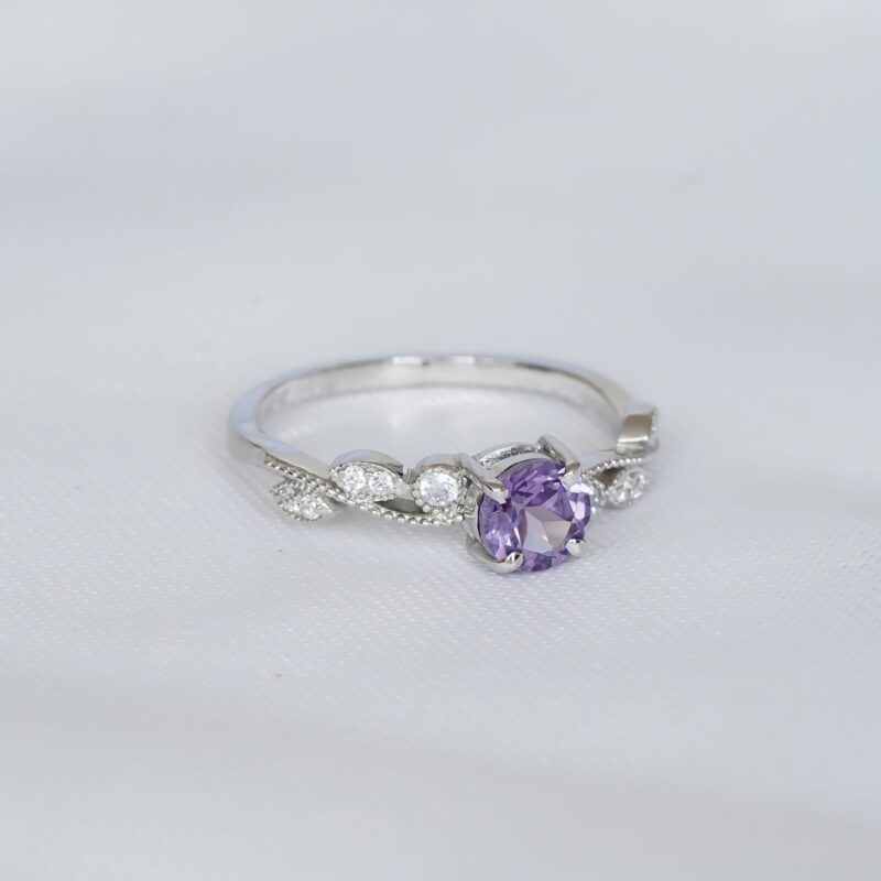 Round Amethyst Ring for Women - Image 4