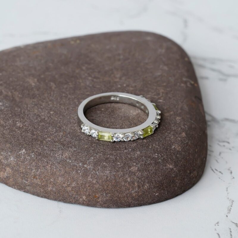 Peridot & Diamond Wedding Band For Women