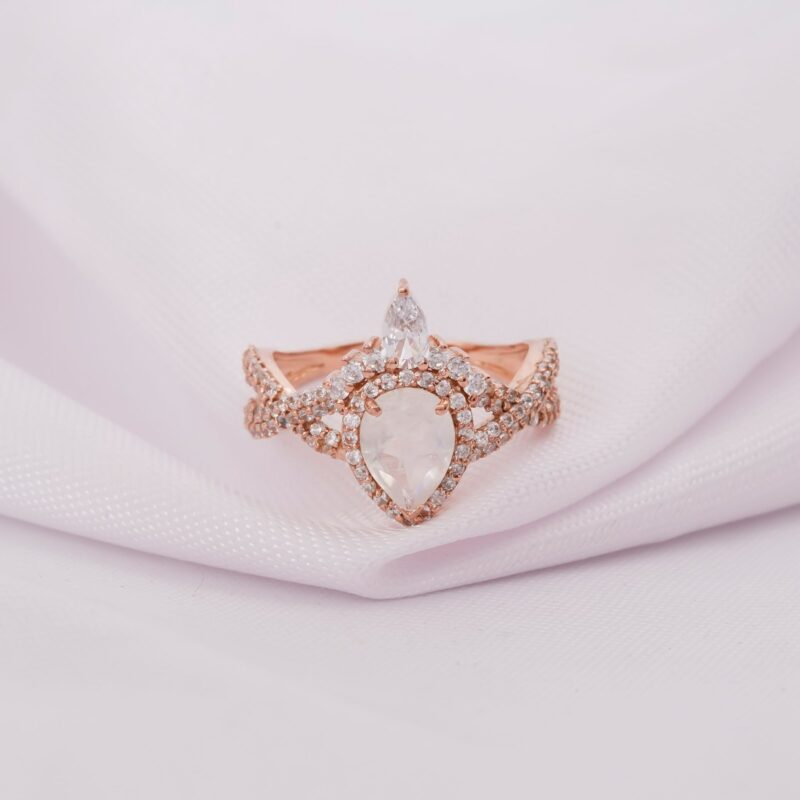 Pear Cut Moonstone Engagement Ring for Women