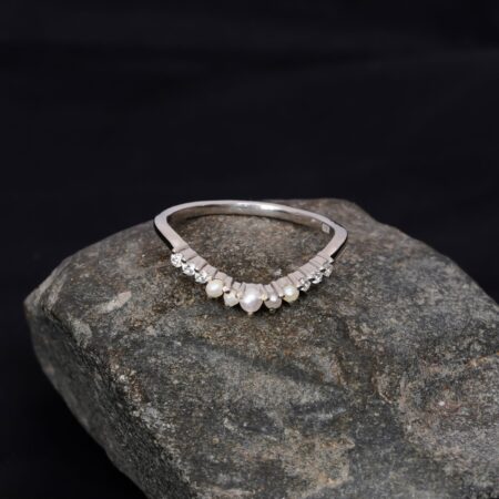 Pearl Diamond Wedding Band For Women