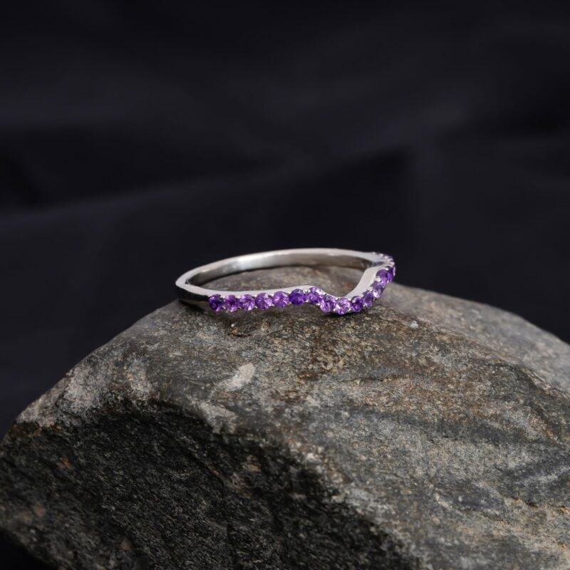 Amethyst Wedding Band For Women - Image 3
