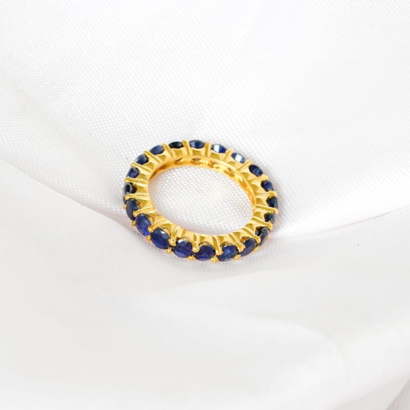 Blue Sapphire Wedding Band For Women - Image 3