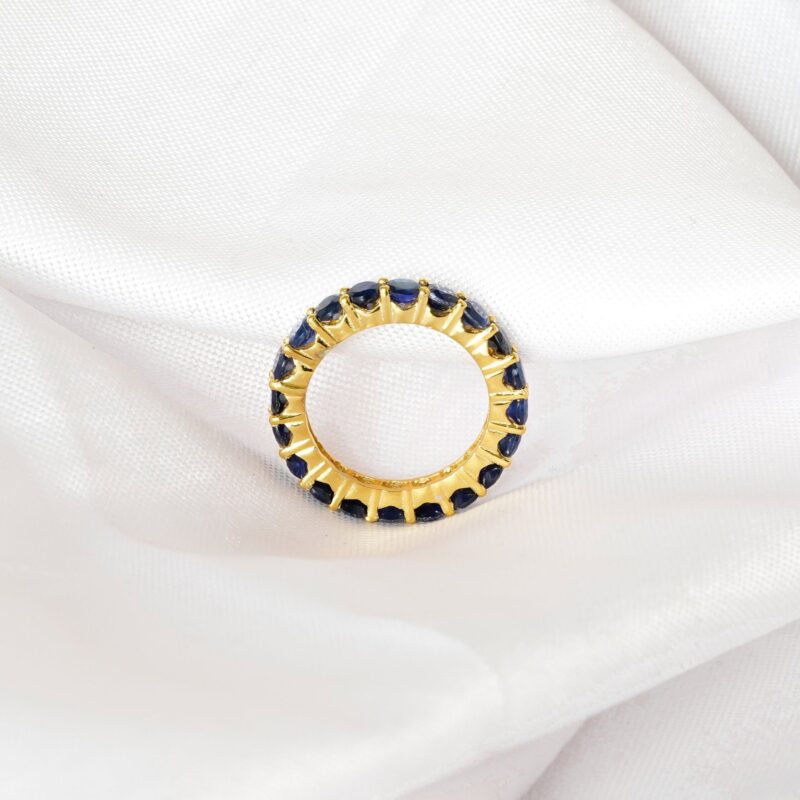 Blue Sapphire Wedding Band For Women - Image 5