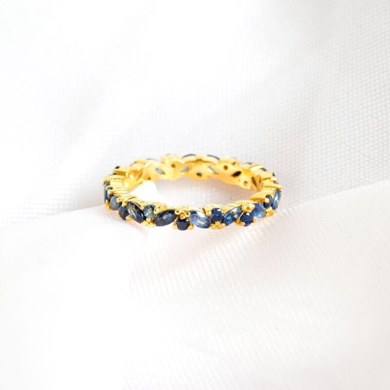 Blue Sapphire Wedding Band For Women - Image 2