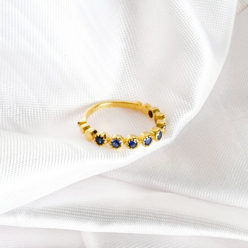 Blue Sapphire Wedding Band For Women - Image 3