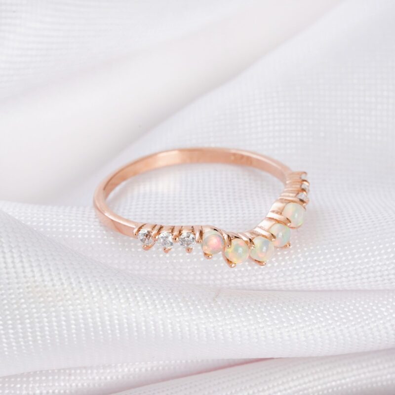 Opal Diamond Wedding Band For Women - Image 3