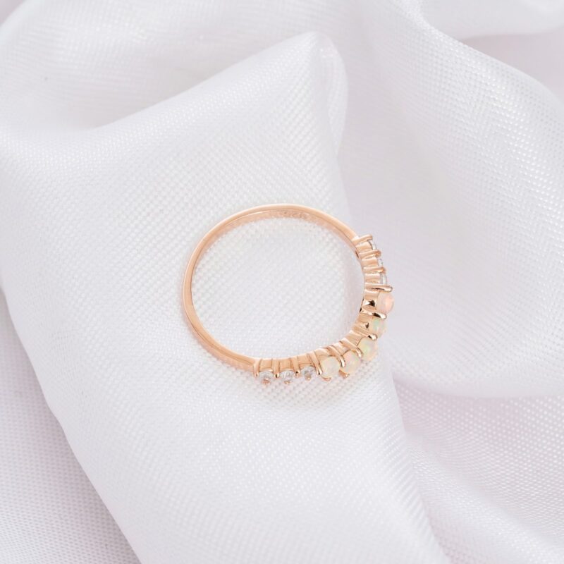 Opal Diamond Wedding Band For Women - Image 5