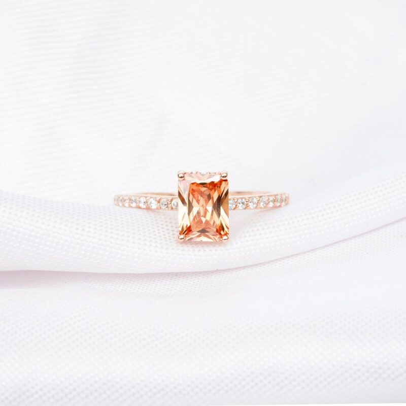 Radiant Cut Citrine Engagement Ring for Women