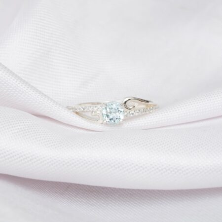 Round Aquamarine Engagement Ring for Women