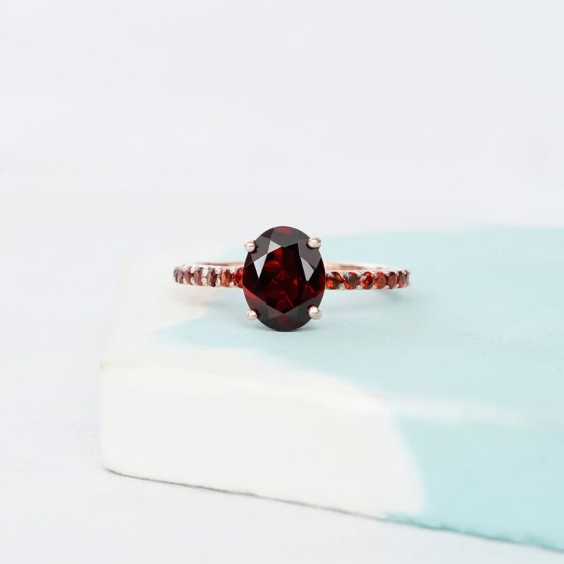 Oval Garnet Ring for Women