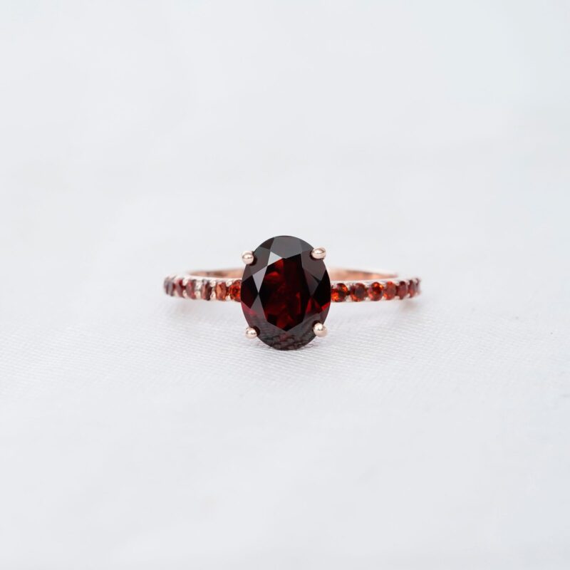 Oval Garnet Ring for Women - Image 5