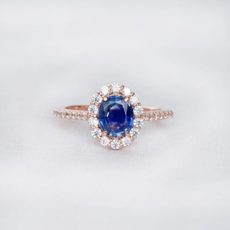 Blue Sapphire Engagement Ring Set For Women - Image 5