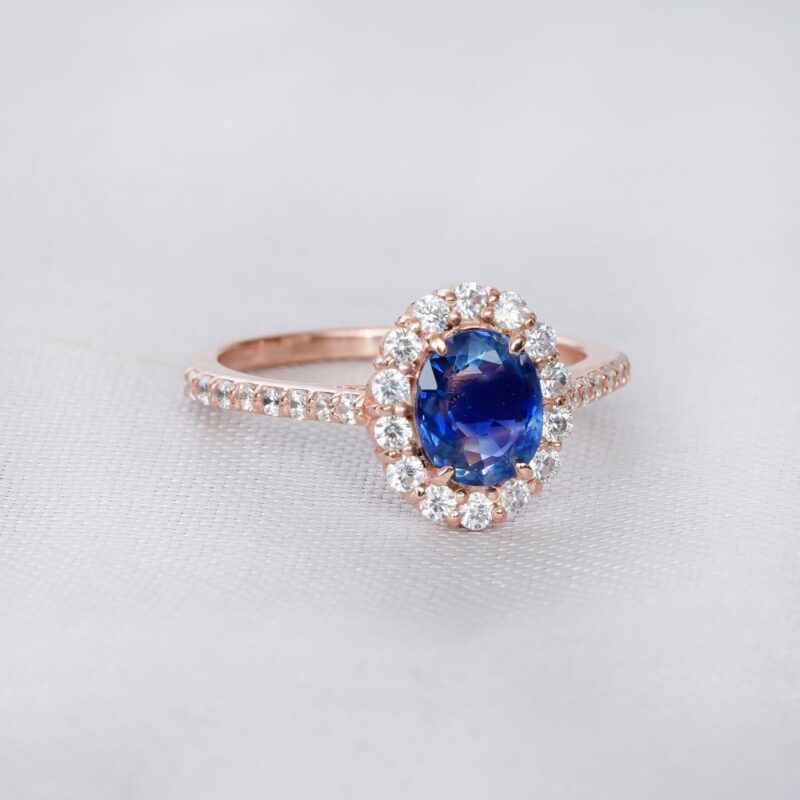 Blue Sapphire Engagement Ring Set For Women - Image 4