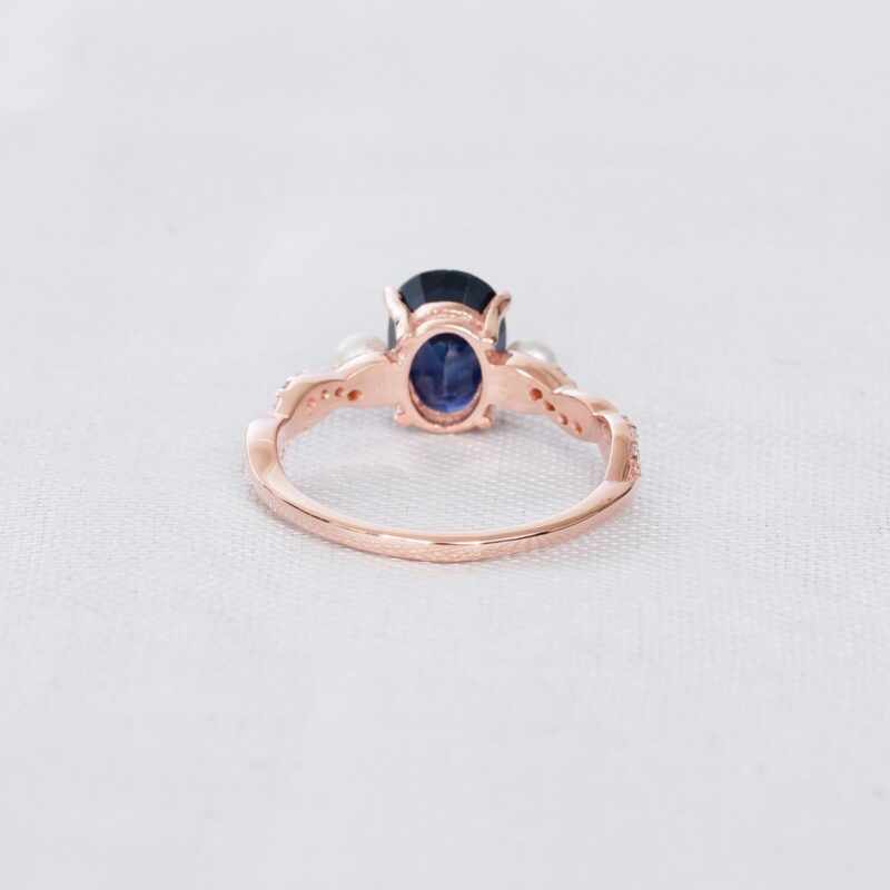 Blue Sapphire Engagement Ring Set For Women - Image 6