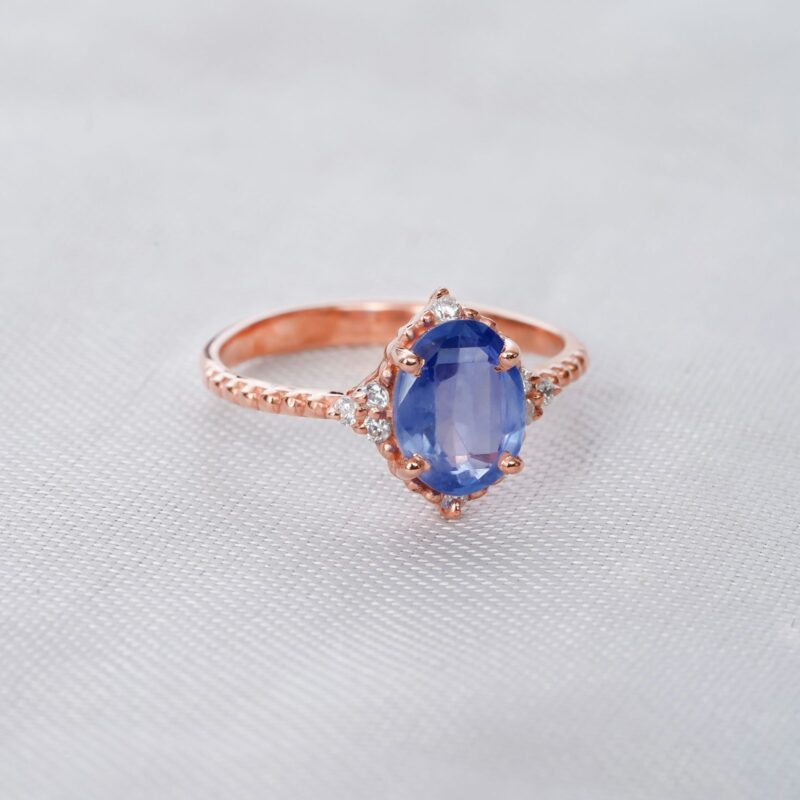 Blue Sapphire Engagement Ring Set For Women - Image 5