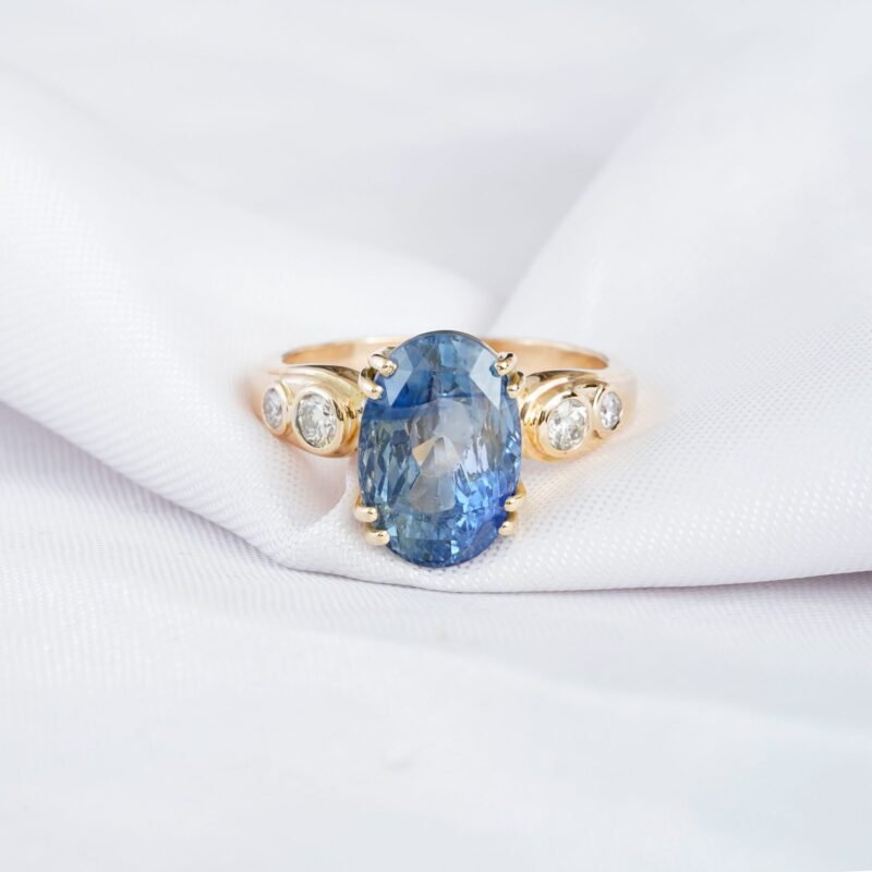 Oval Blue Sapphire Ring for Women