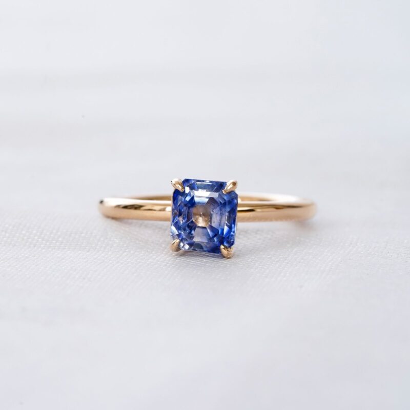 Princess Cut Blue Sapphire Ring for Women - Image 2