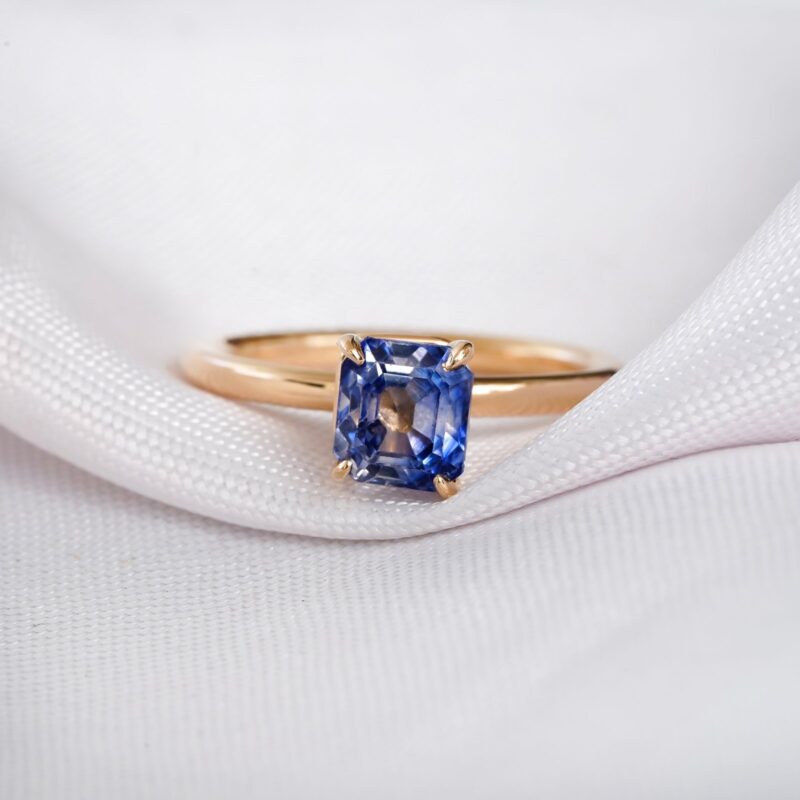 Princess Cut Blue Sapphire Ring for Women