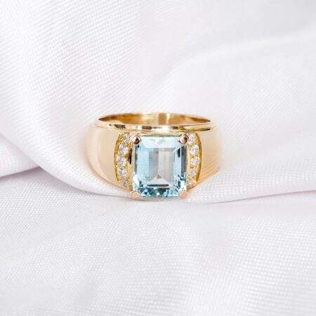 Emerald Cut Aquamarine Ring for Women