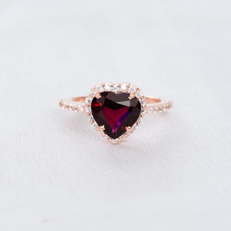 Heart Cut Garnet Ring for Women - Image 2