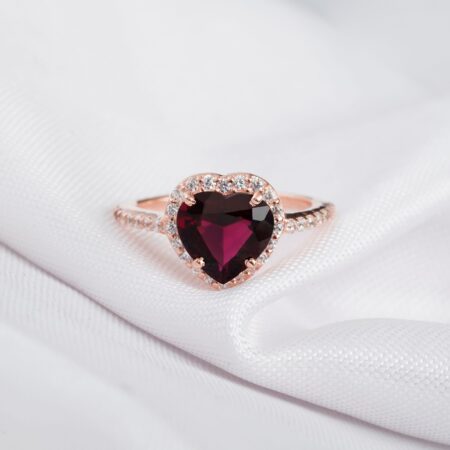 Heart Cut Garnet Ring for Women