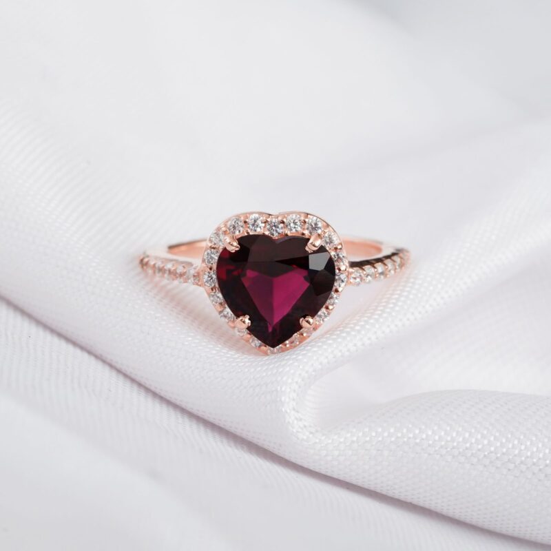 Heart Cut Garnet Ring for Women