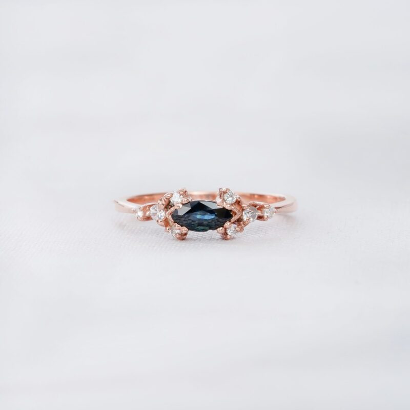 Marquise Blue Sapphire Ring for Women - Image 2
