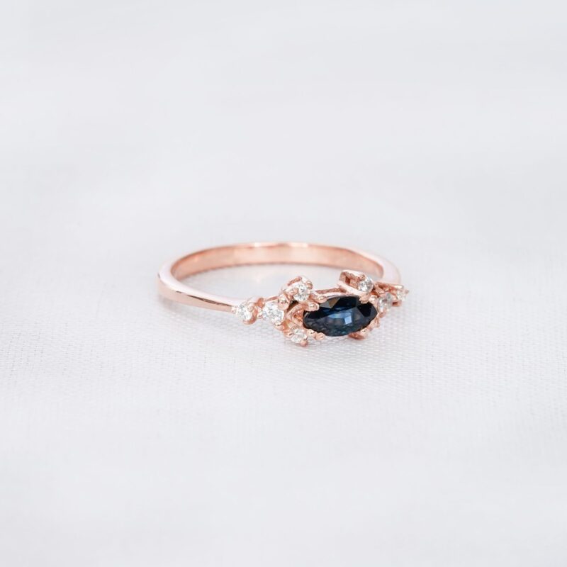 Marquise Blue Sapphire Ring for Women - Image 3