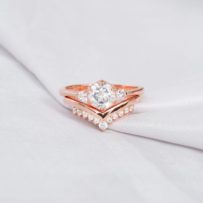 Moissanite Engagement Ring Set For Women
