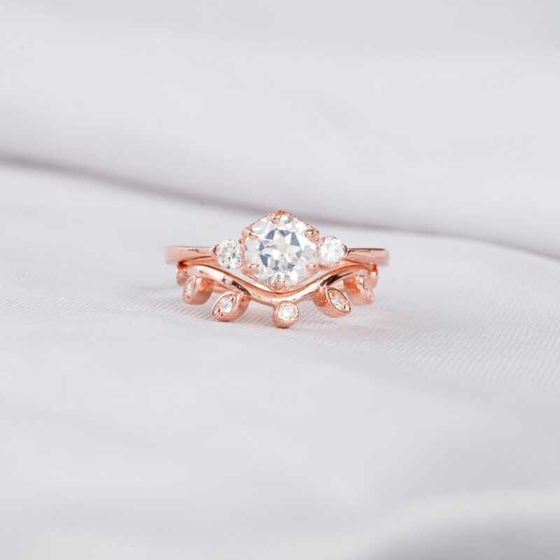 Moissanite Engagement Ring Set For Women