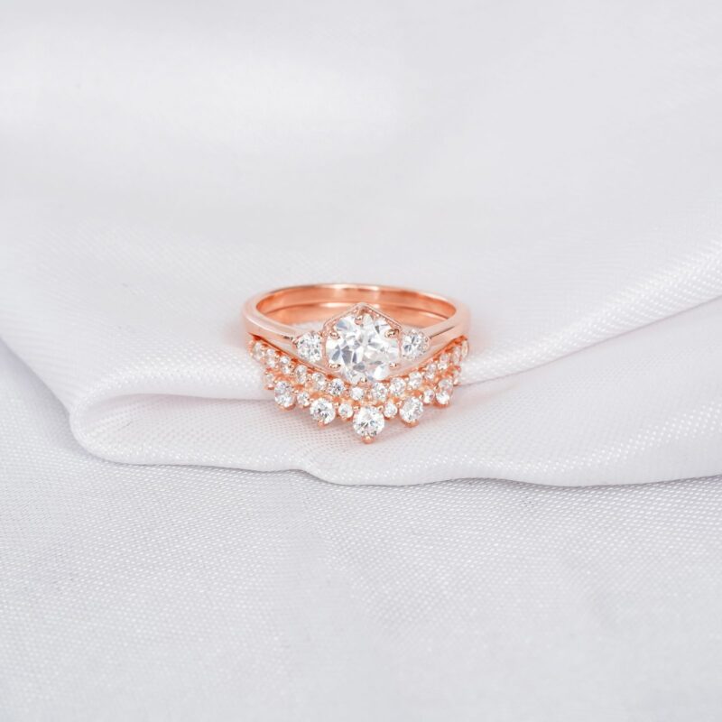 Moissanite Engagement Ring Set For Women