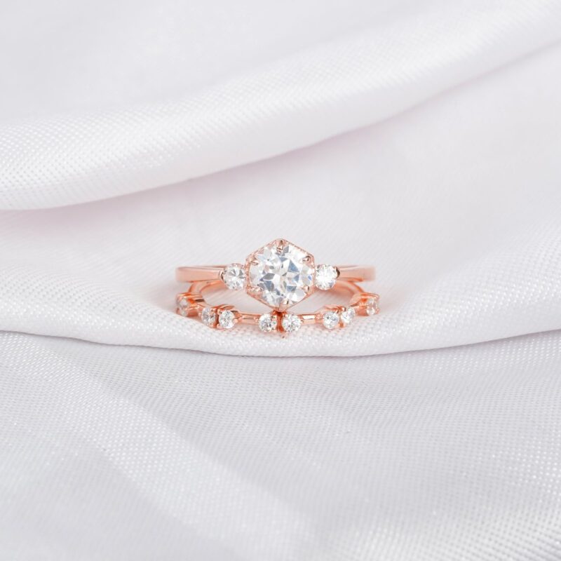 Moissanite Engagement Ring Set For Women
