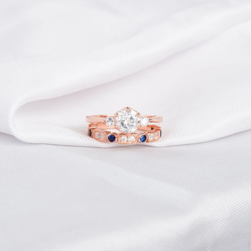 Moissanite Engagement Ring Set For Women