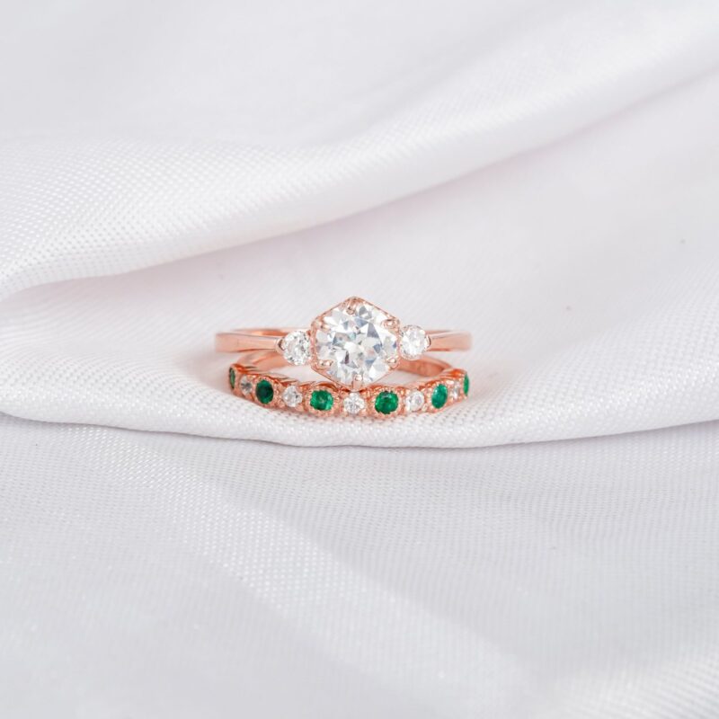 Moissanite Engagement Ring Set For Women