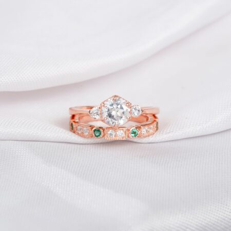 Moissanite Engagement Ring Set For Women