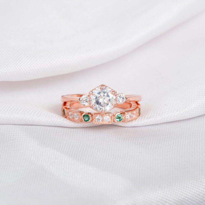 Moissanite Engagement Ring Set For Women